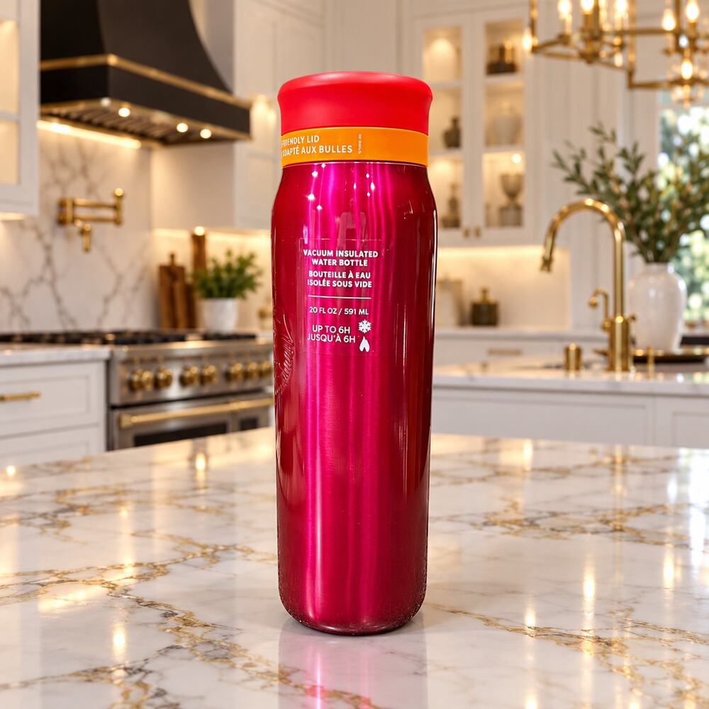 Starbucks 2025 Magenta Stainless Steel Bottle 20oz Fizz Free Lid Hot Cold NWT